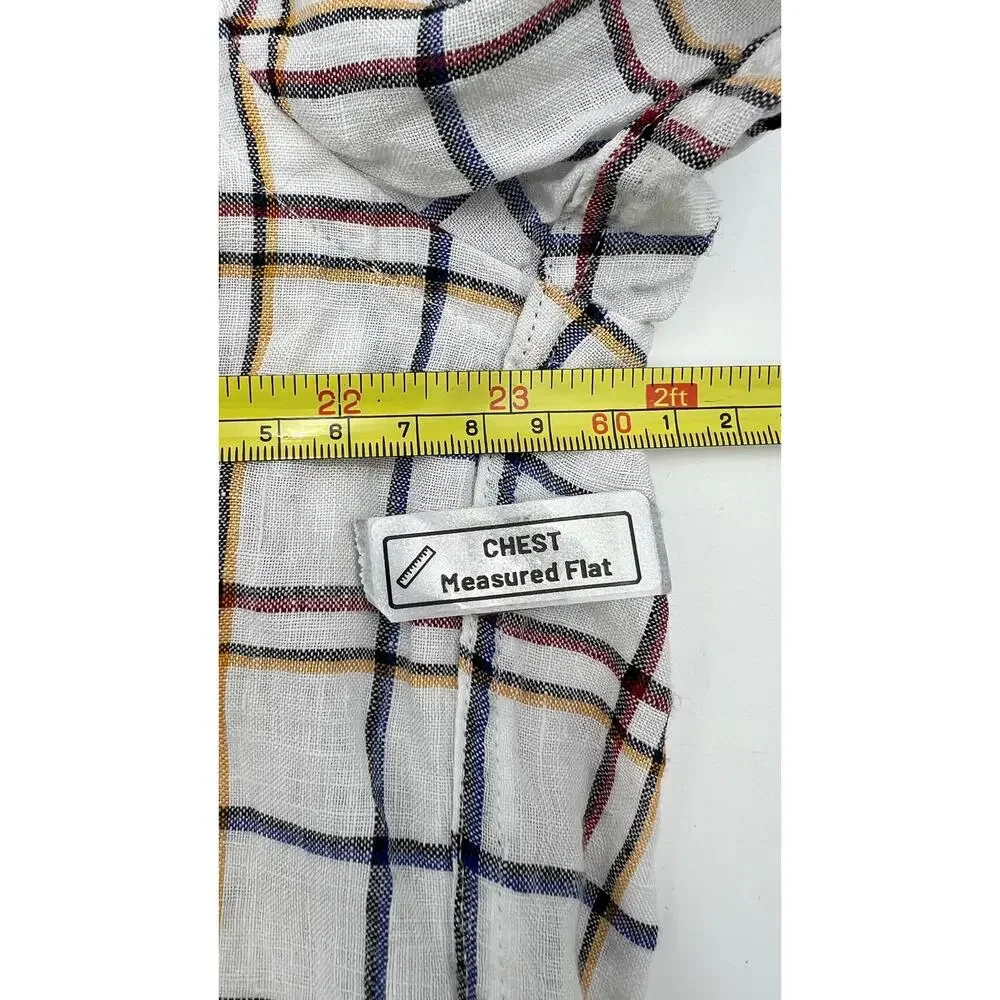 Faconnable Windowpane Linen Button Up Shirt White